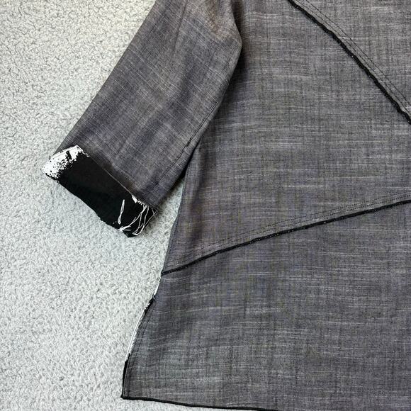 Ali Miles Tunic Small Linen Lagenlook Artsy Boho Patchwork Floral Mixed Media - Picture 10 of 12